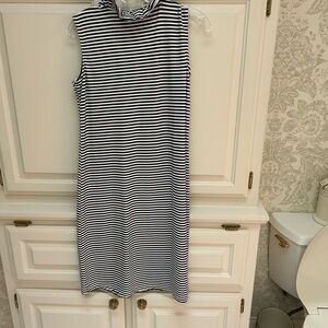 Lulu-B Black and White Striped Midi Dress